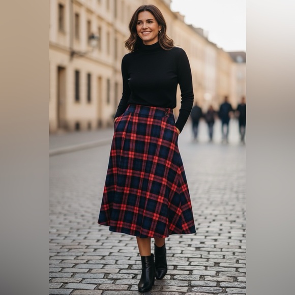Source Unknown Dresses & Skirts - Red, blue and black plaid modern skirt.